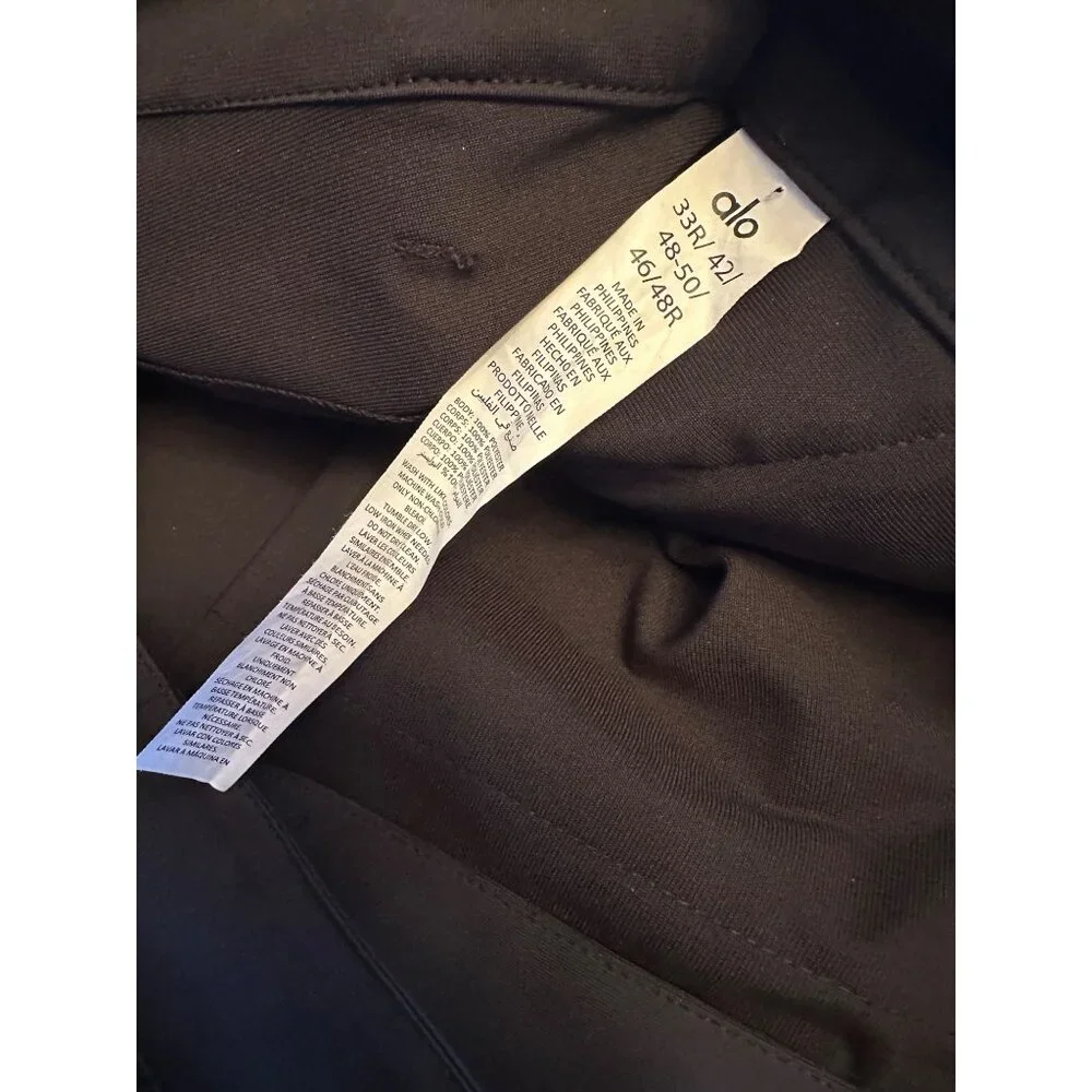 Alo Men's Black Pants 33R Lightweight Durable Polyester Cotton Blend Relaxed Fit - Picture 5 of 13